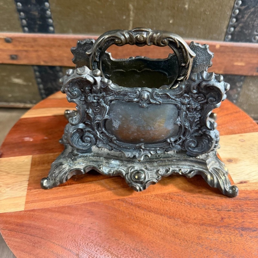 Vtg Brass Ornate Heavy Metal‎ 1961 A&M LEATHERLINES INC. NY Letter Napkin Holder - Picture 4 of 8